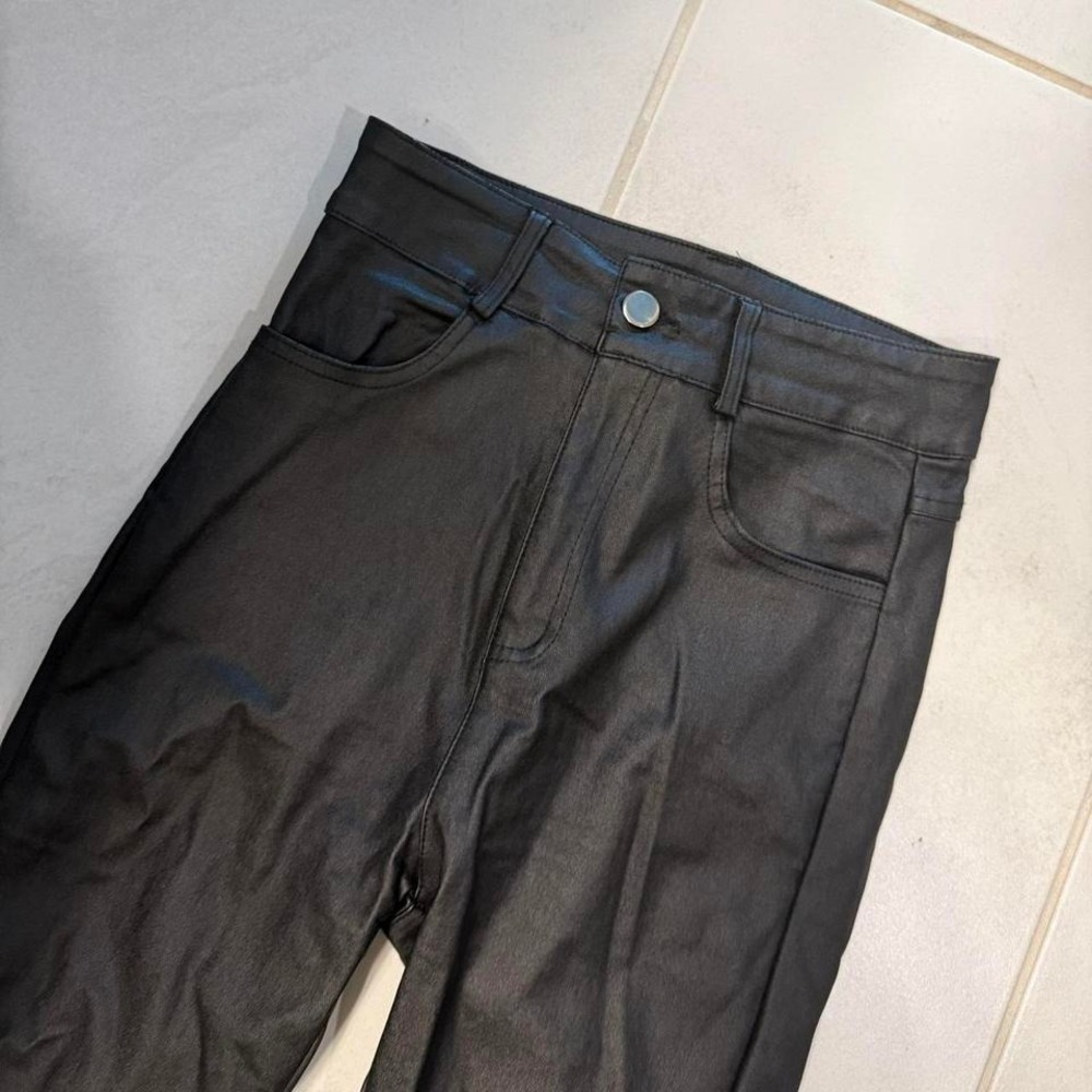 Black‎ Flare Pants | Stretch Bootcut | Y2K Lowkey Leather Look | Size S